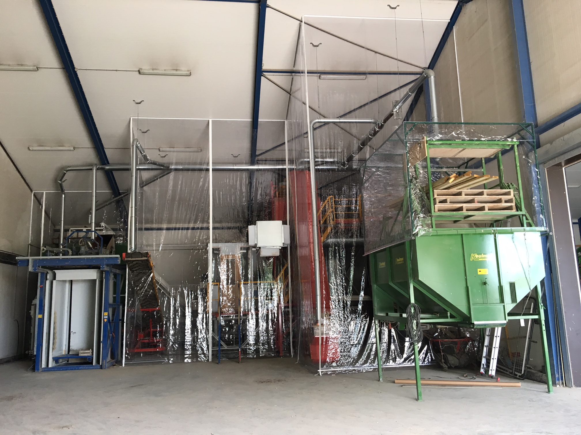 Stofafzuiging aardappelen en machines isoleren